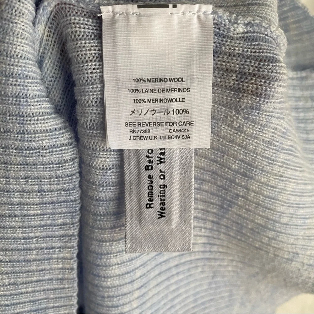 J. Crew Blue 100% Merino Wool Knit Ruffle Top Size Small Tie Straps